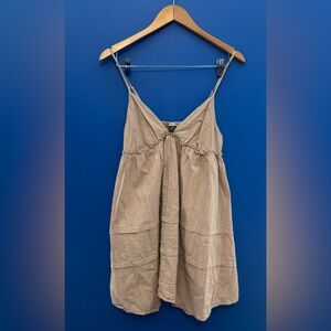 {Wild Fable} flowy ditsy mini dress beige keyhole detail women's size M